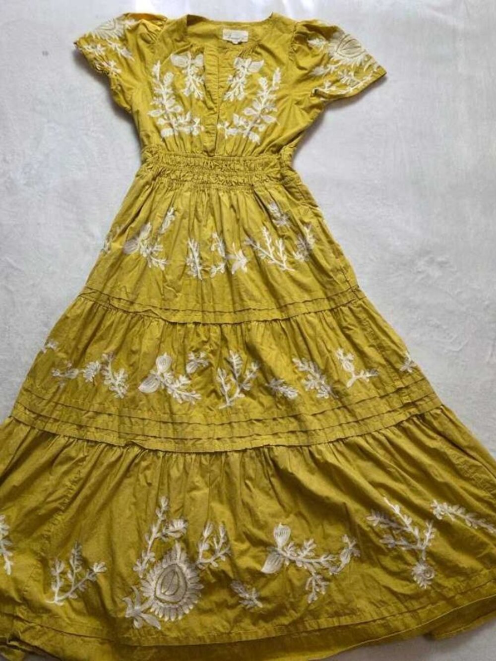 S By Anthropologie The Somerset printed maxi dress yellow embroidered flowers #6